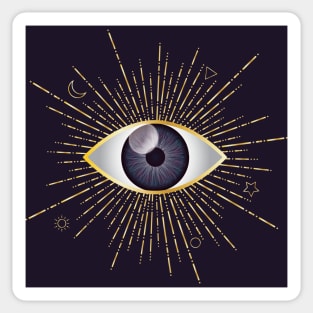 Violet Purple Evil Eye Gold Eyelashes Sun Moon Star Nazar Mati Talisman Sticker